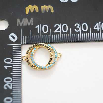 Gold double circle Connector Charms,18K Gold Filled double circle Pendant Charm Bracelet Necklace for DIY Jewelry Making Supply