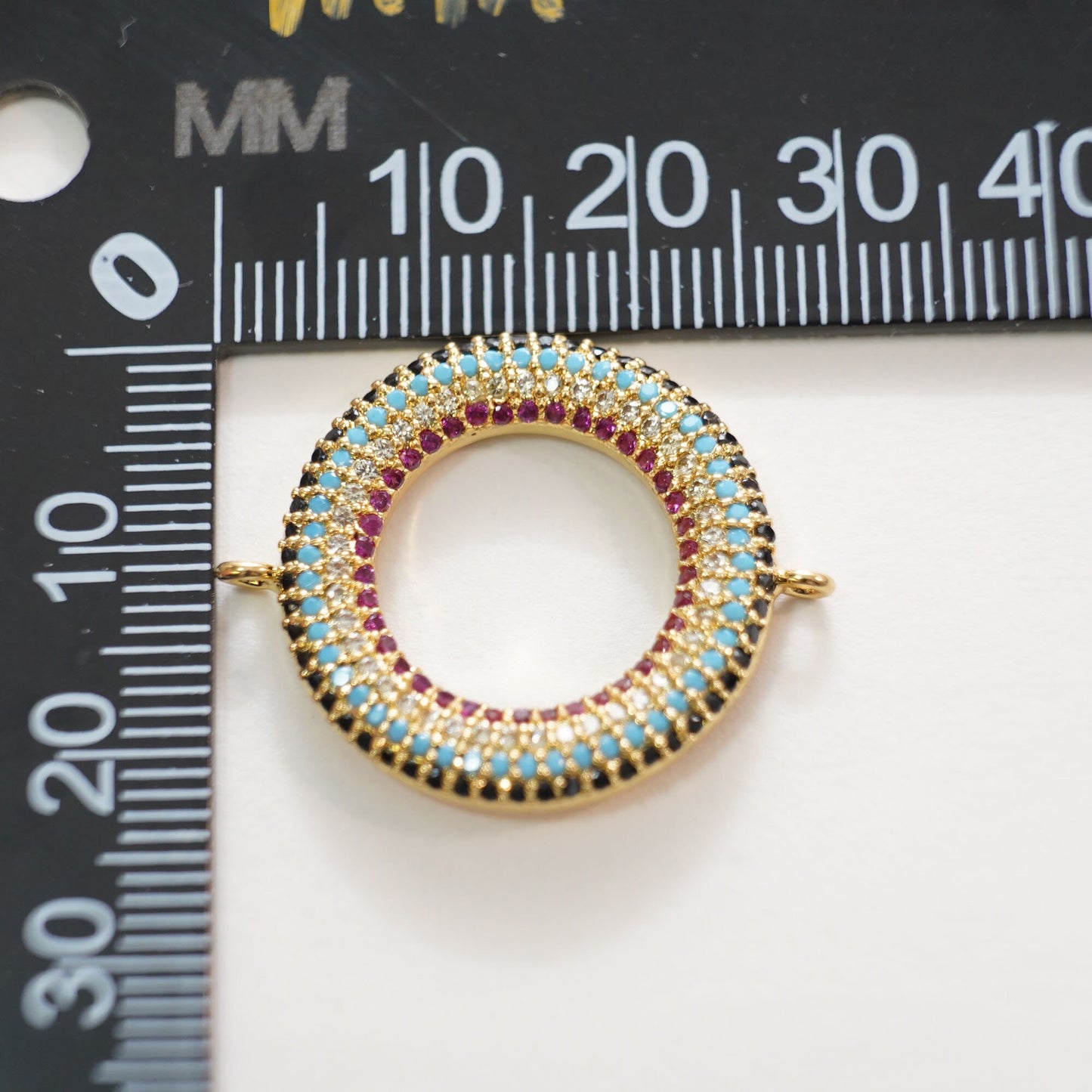 Gold Round Connector Charms,18K Gold Filled Color Round Pendant,Round Charm Bracelet Necklace for DIY Jewelry Making Supply