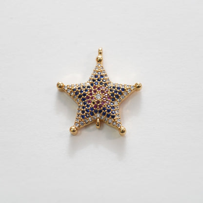 Gold Star Connector Charms,18K Gold Filled CZ Micro Pave Star Pendant,Star Charm Bracelet Necklace for DIY Jewelry Making Sup