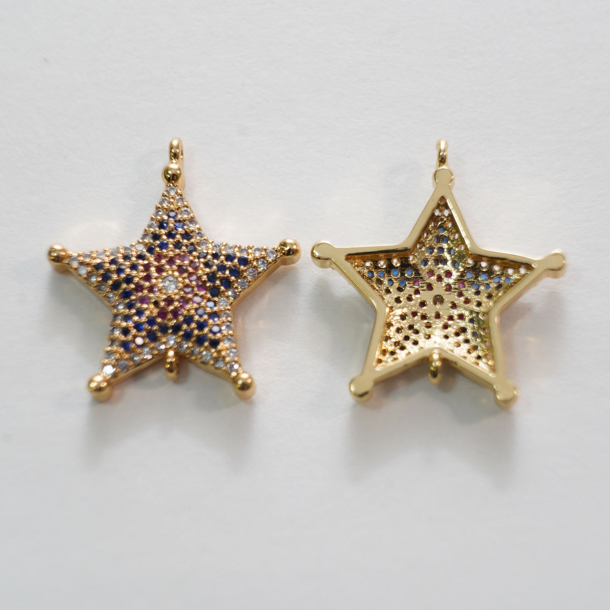 Gold Star Connector Charms,18K Gold Filled CZ Micro Pave Star Pendant,Star Charm Bracelet Necklace for DIY Jewelry Making Sup
