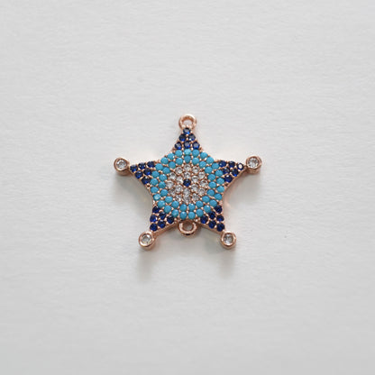 Gold Star Connector Charms,18K Gold Filled CZ Micro Pave Star Pendant,Star Charm Bracelet Necklace for DIY Jewelry Making Supply