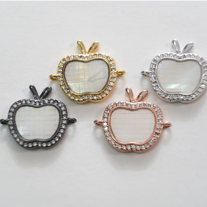 Gold apple Connector Charms,18K Gold Filled Shell apple Pendant Bracelet Necklace for DIY Jewelry Making Supply