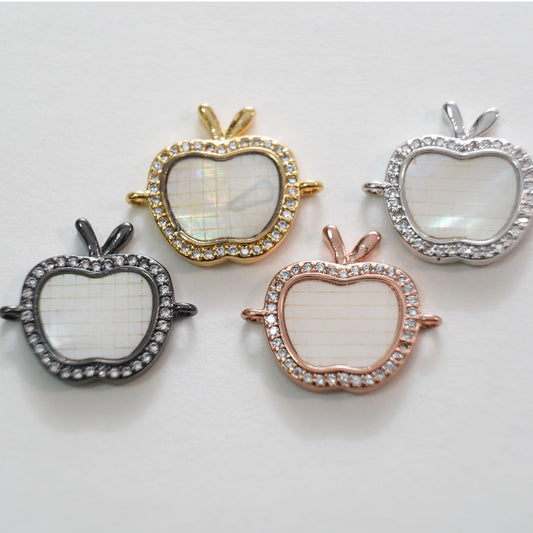 Gold apple Connector Charms,18K Gold Filled Shell apple Pendant Bracelet Necklace for DIY Jewelry Making Supply