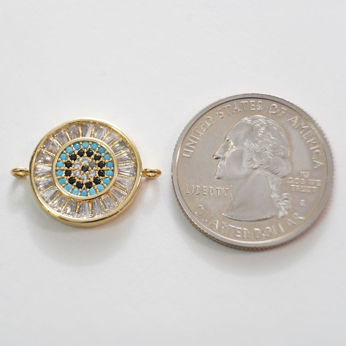 18K Gold Filled Evil Eye Connector Pendant,Evil Eye Charm Bracelet Necklace for DIY Jewelry Making Supply