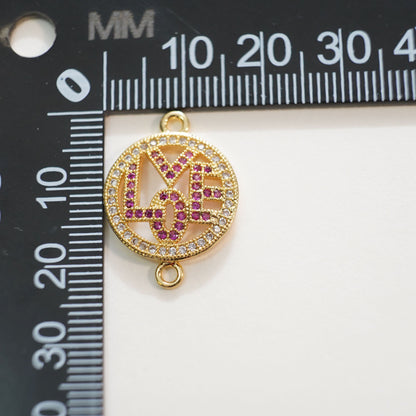 Gold Heart Connector Charms,18K Gold Filled Heart Pendant,Love Charm Bracelet Necklace for DIY Jewelry Making Supply