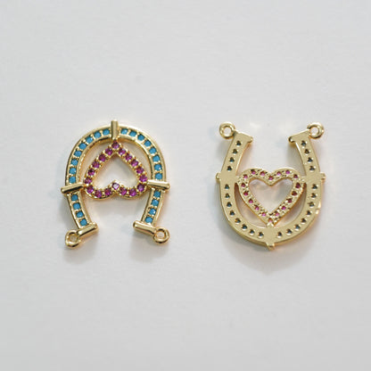 Gold Heart Connector Charms,18K Gold Filled Heart Pendant,Heart Charm Bracelet Necklace for DIY Jewelry Making Supply