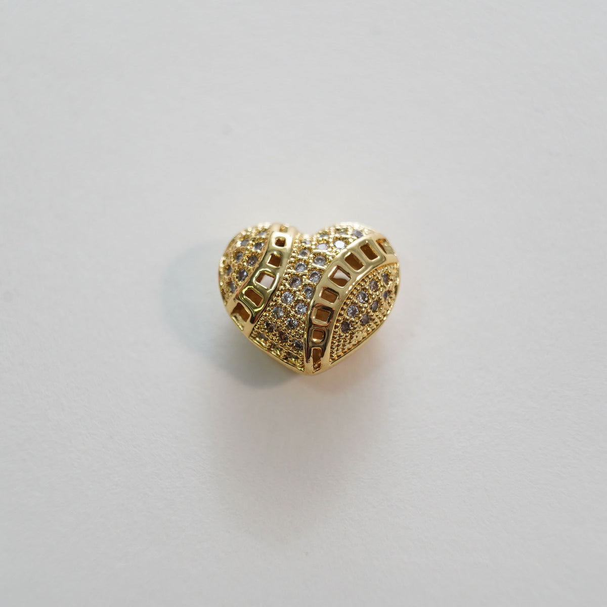 Gold Heart Beads Charms,18K Gold Filled CZ Heart Pendant,Heart Charm Bracelet Necklace for DIY Jewelry Making Supply