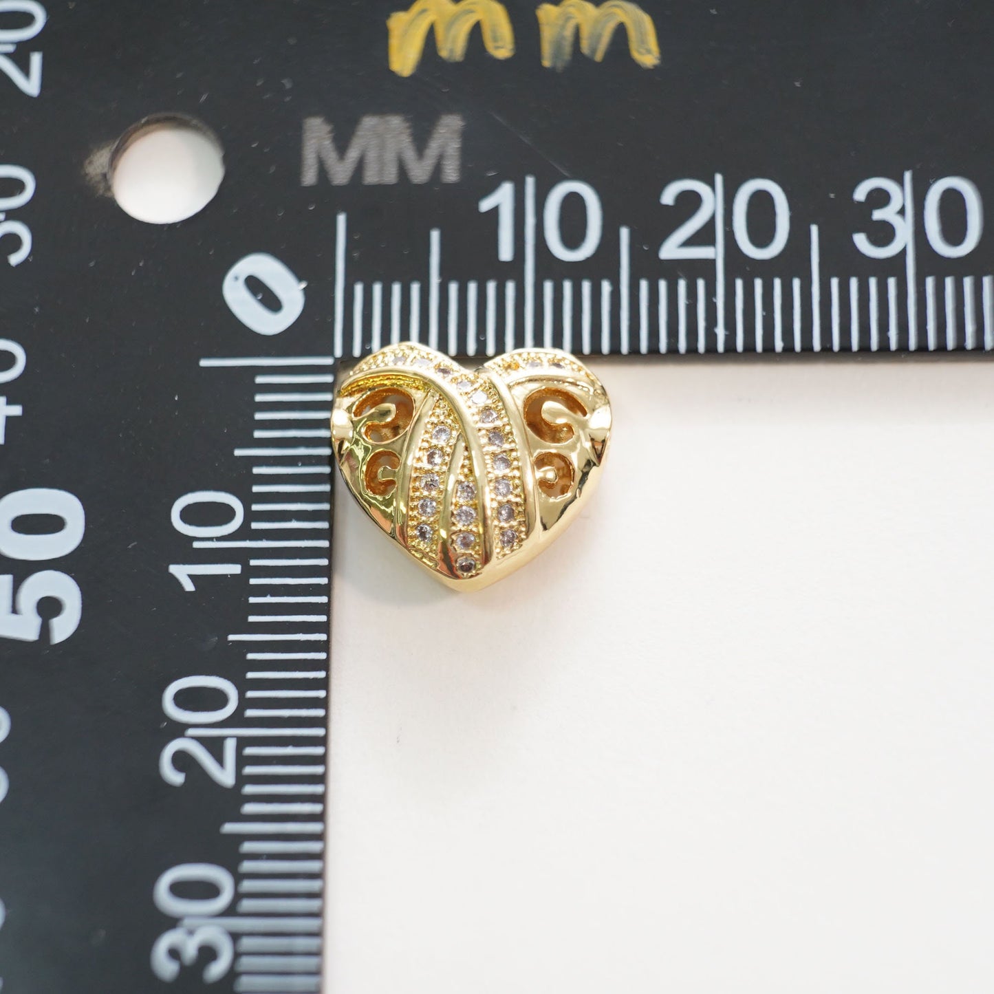 Gold Heart Beads Charms,18K Gold Filled CZ Heart Pendant,Heart Charm Bracelet Necklace for DIY Jewelry Making Supply