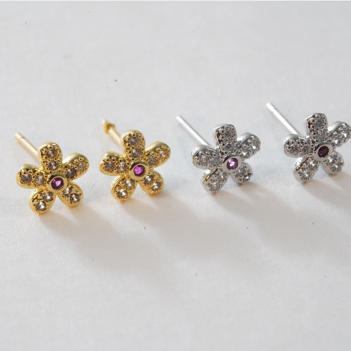 18K Gold Filled Flower Huggie Hoop Earrings for Jewelry Making