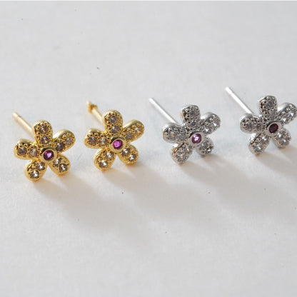 18K Gold Filled Flower Huggie Hoop Earrings for Jewelry Making