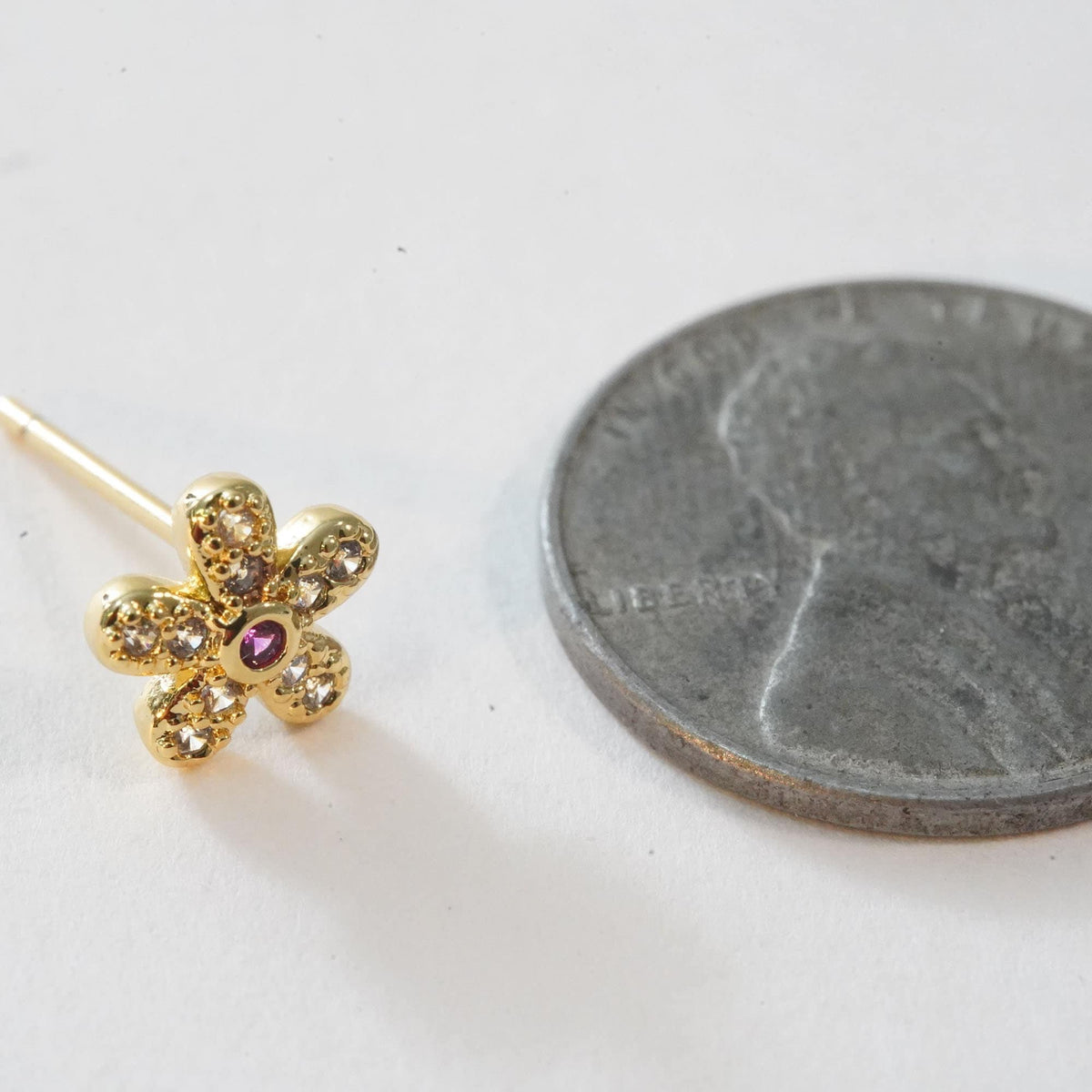18K Gold Filled Flower Huggie Hoop Earrings for Jewelry Making