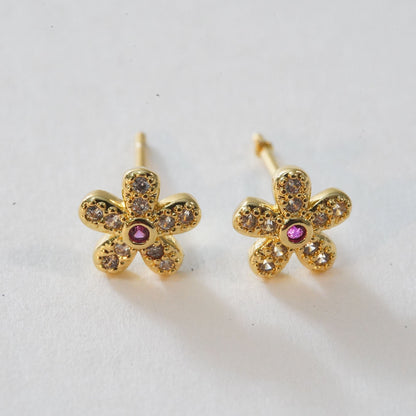 18K Gold Filled Flower Huggie Hoop Earrings for Jewelry Making