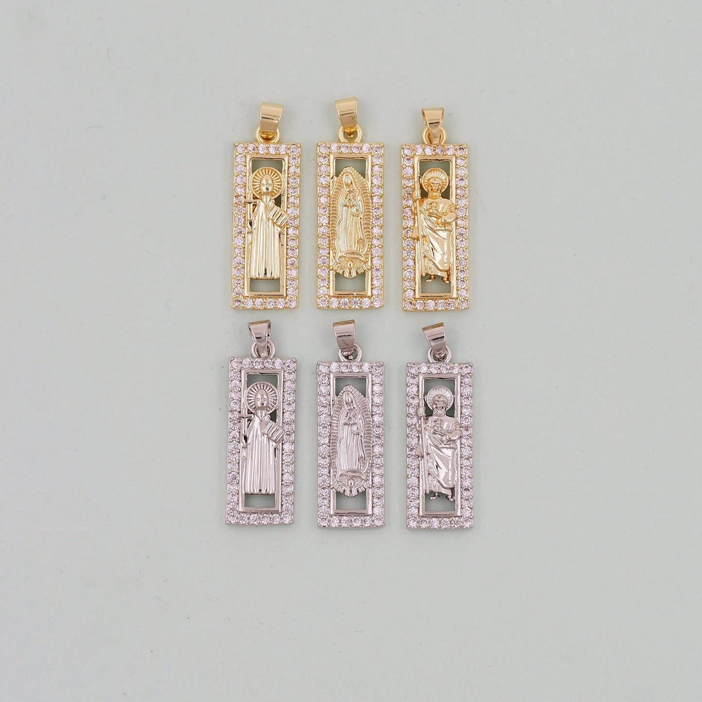 Gold Our Lady of Guadalupe Charms,18K Gold Filled Jesus Pendant Virgin Mary Charm Bracelet Necklace for DIY Jewelry Making Supply