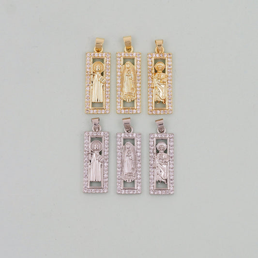Gold Our Lady of Guadalupe Charms,18K Gold Filled Jesus Pendant Virgin Mary Charm Bracelet Necklace for DIY Jewelry Making Supply
