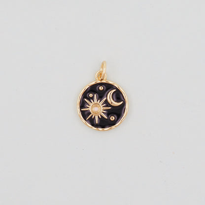 Gold Celestial Charms,18K Gold Filled Sun Pendant,Moon Charm Bracelet Necklace for DIY Jewelry Making Supply