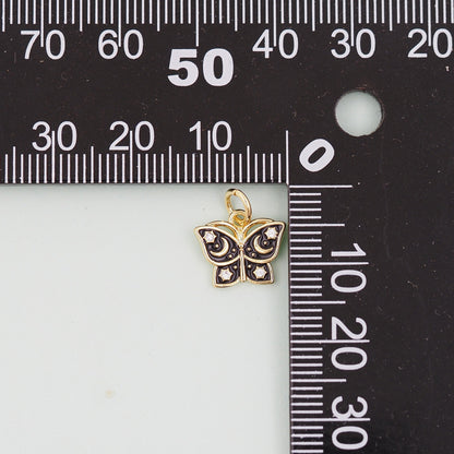 Gold Butterfly Charms,18K Gold Filled Enamel Butterfly Pendant,CZ Micro Pave Butterfly Charm Bracelet Necklace for DIY Jewelr