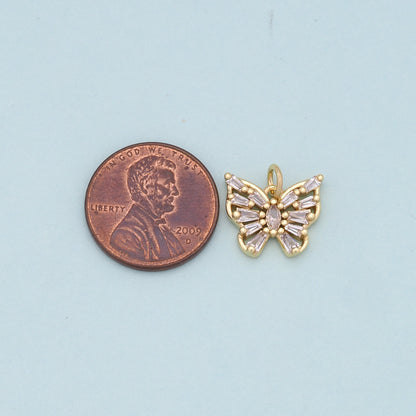 18K Gold Filled Butterfly Enamel Charm Pendant for Jewelry Making