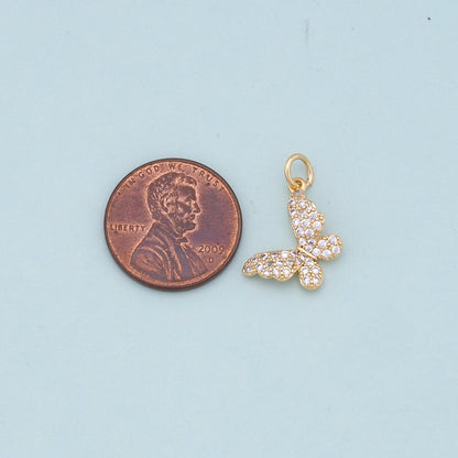18K Gold Filled Butterfly Enamel Charm Pendant for Jewelry Making