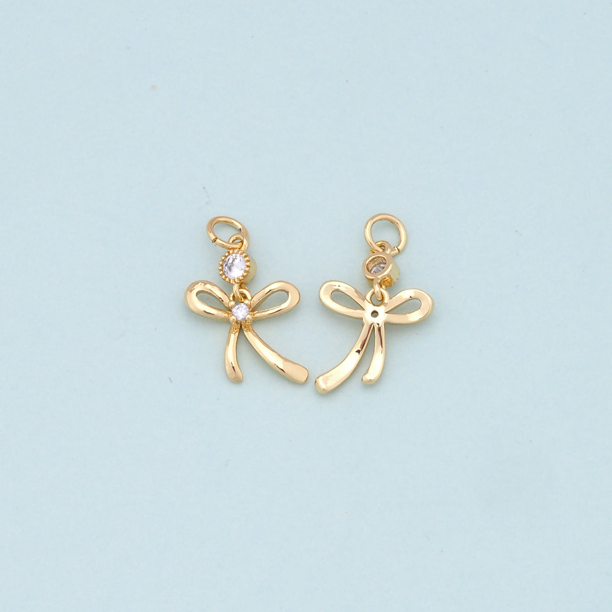 18K Gold Filled Bow Charm Pendant for Jewelry Making