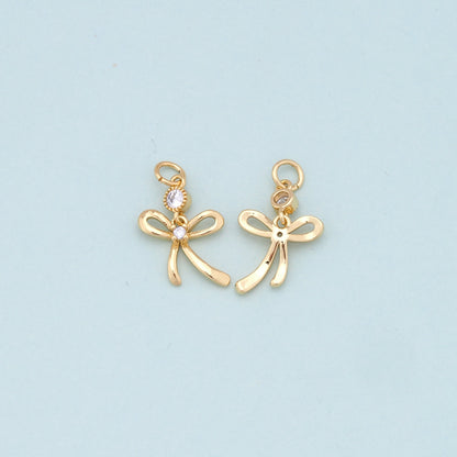 18K Gold Filled Bow Charm Pendant for Jewelry Making