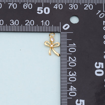 18K Gold Filled Bow Charm Pendant for Jewelry Making