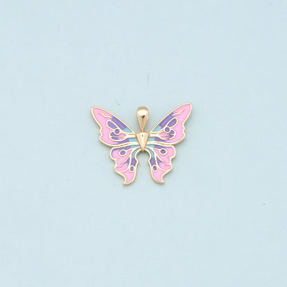 Gold Pink Butterfly Charms,18K Gold Filled Butterfly Pendant,Enamel Butterfly Charm Bracelet Necklace for DIY Jewelry Making Supply