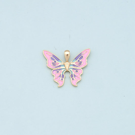 Gold Pink Butterfly Charms,18K Gold Filled Butterfly Pendant,Enamel Butterfly Charm Bracelet Necklace for DIY Jewelry Making Supply