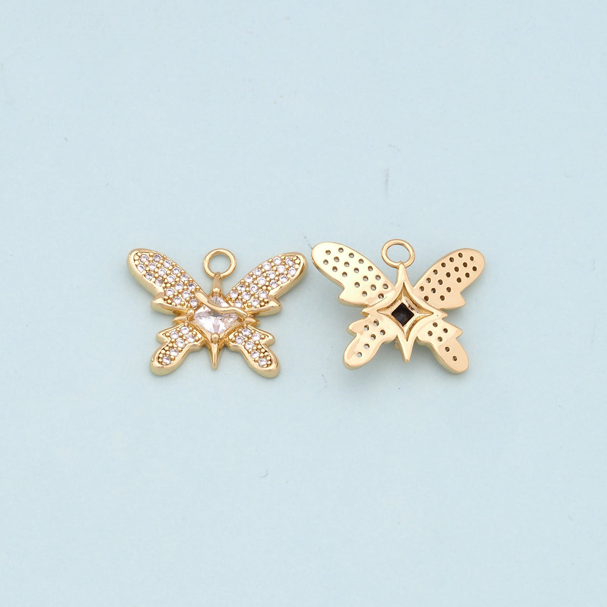 18K Gold Filled Butterfly Enamel Charm Pendant for Jewelry Making