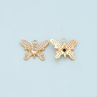 18K Gold Filled Butterfly Enamel Charm Pendant for Jewelry Making
