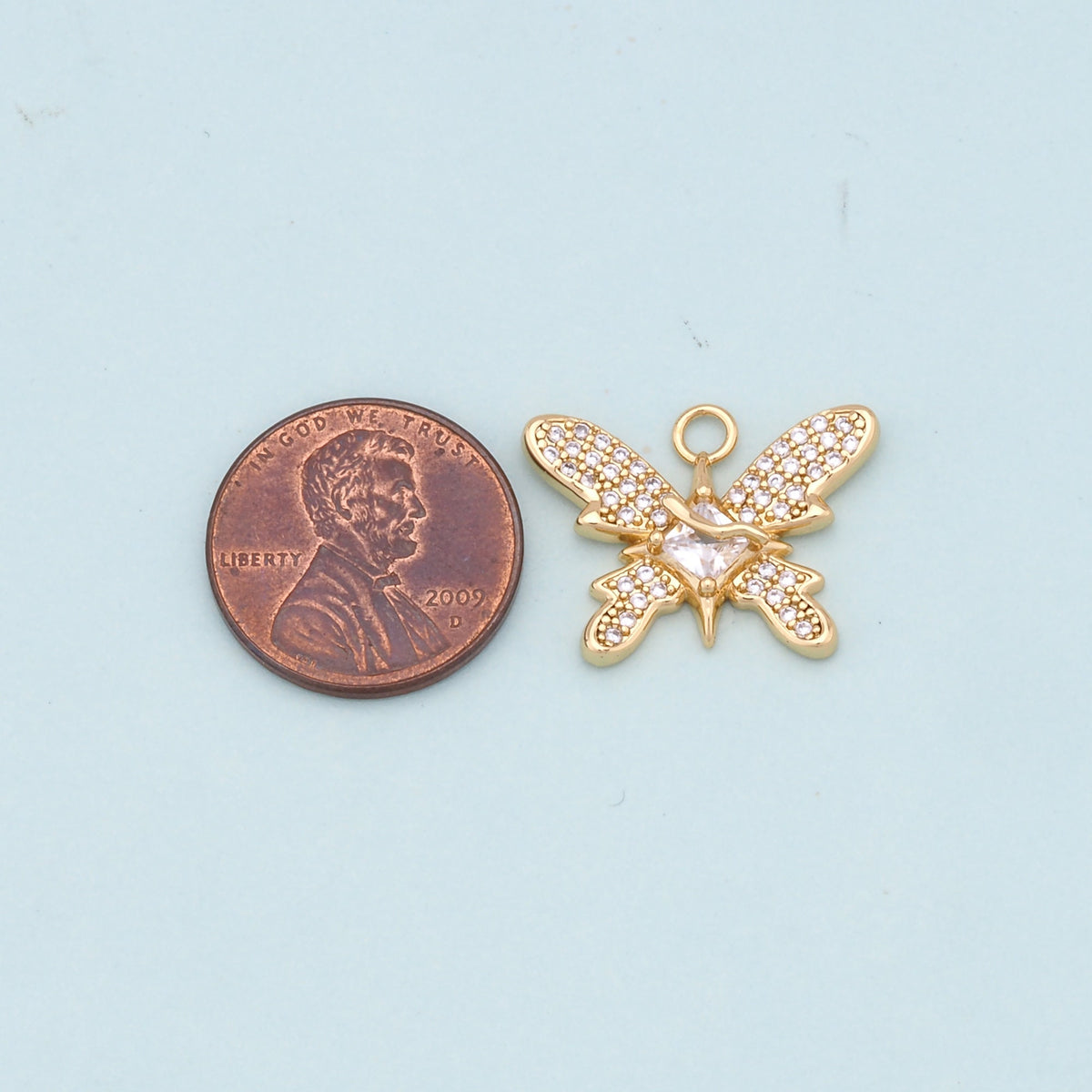 18K Gold Filled Butterfly Enamel Charm Pendant for Jewelry Making