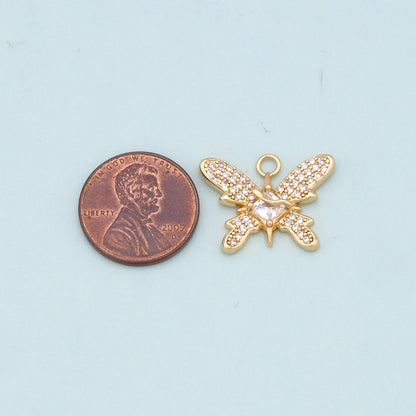 18K Gold Filled Butterfly Enamel Charm Pendant for Jewelry Making