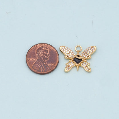 18K Gold Filled Butterfly Enamel Charm Pendant for Jewelry Making