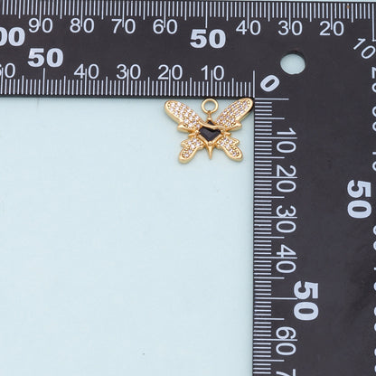 18K Gold Filled Butterfly Enamel Charm Pendant for Jewelry Making