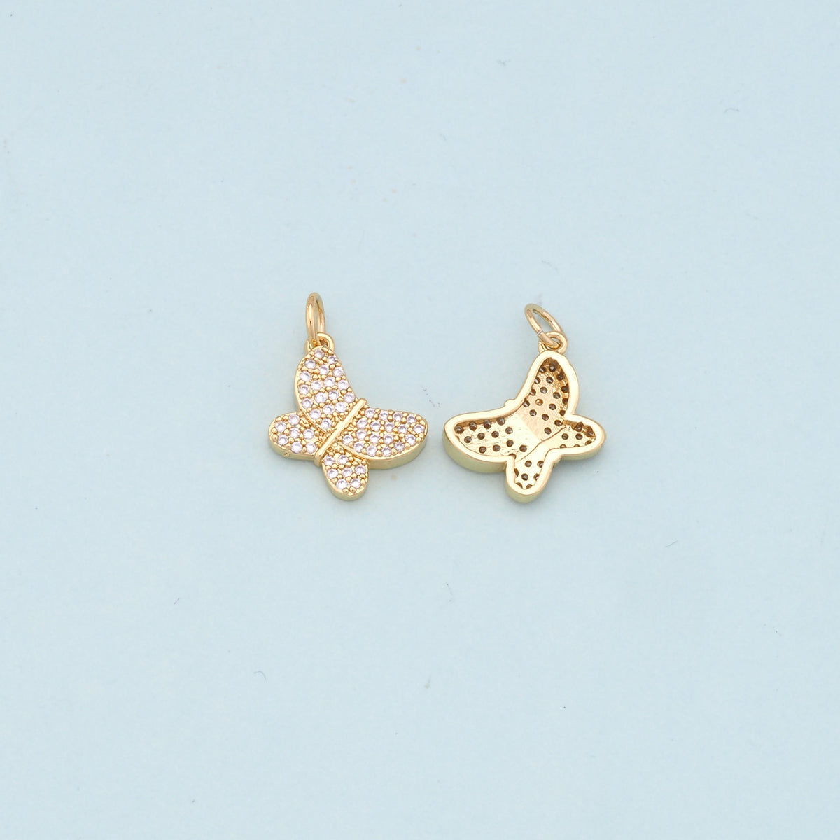 Gold Butterfly Charms,18K Gold Filled Butterfly Pendant,CZ Butterfly Charm Bracelet Necklace for DIY Jewelry Making Supply
