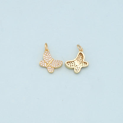 Gold Butterfly Charms,18K Gold Filled Butterfly Pendant,CZ Butterfly Charm Bracelet Necklace for DIY Jewelry Making Supply