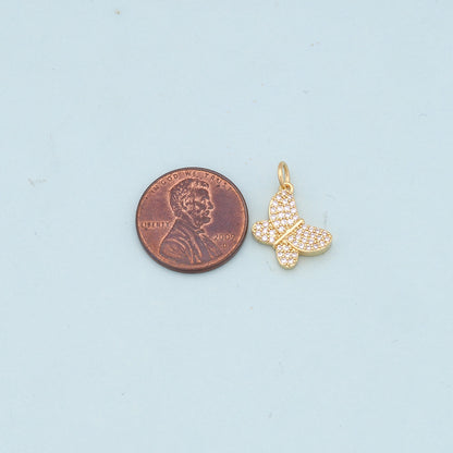 Gold Butterfly Charms,18K Gold Filled Butterfly Pendant,CZ Butterfly Charm Bracelet Necklace for DIY Jewelry Making Supply