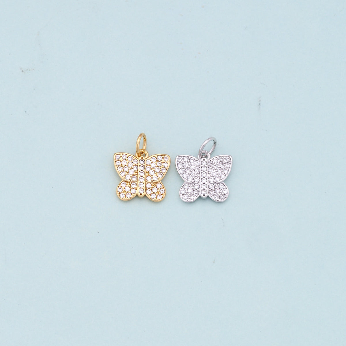 Gold Butterfly Charms,18K Gold Filled Butterfly Pendant,CZ Butterfly Charm Bracelet Necklace for DIY Jewelry Making Supply