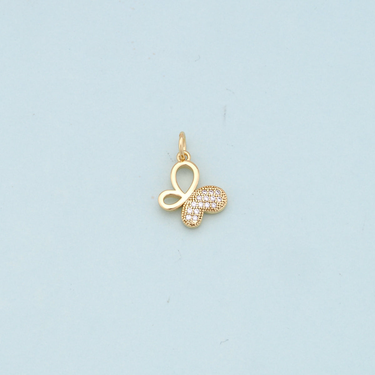 Gold Butterfly Charms,18K Gold Filled Butterfly Pendant,CZ Butterfly Charm Bracelet Necklace for DIY Jewelry Making Supply