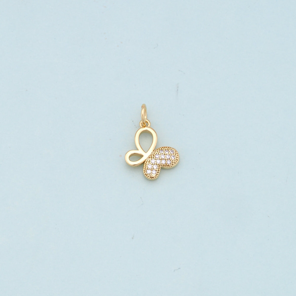 18K Gold Filled Butterfly Enamel CZ Charm Pendant for Jewelry Making