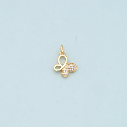 18K Gold Filled Butterfly Enamel CZ Charm Pendant for Jewelry Making