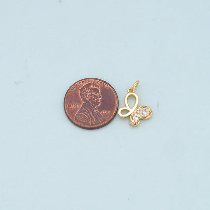 Gold Butterfly Charms,18K Gold Filled Butterfly Pendant,CZ Butterfly Charm Bracelet Necklace for DIY Jewelry Making Supply
