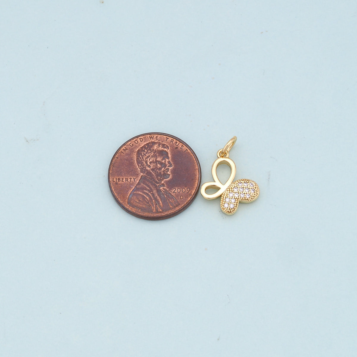 18K Gold Filled Butterfly Enamel CZ Charm Pendant for Jewelry Making