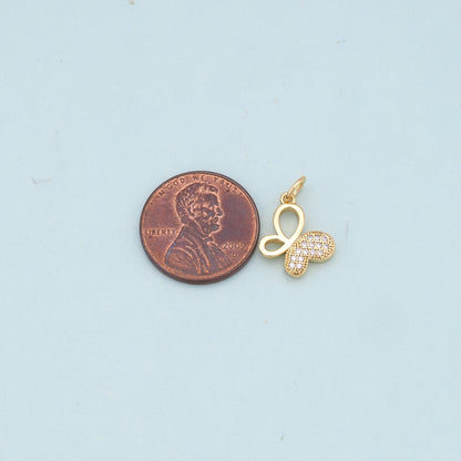 18K Gold Filled Butterfly Enamel CZ Charm Pendant for Jewelry Making