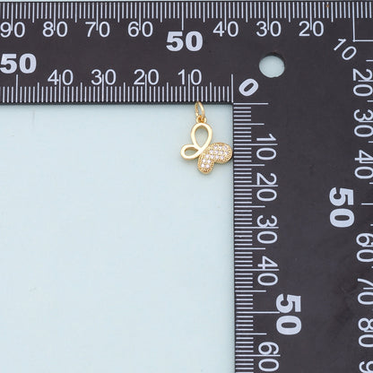18K Gold Filled Butterfly Enamel CZ Charm Pendant for Jewelry Making