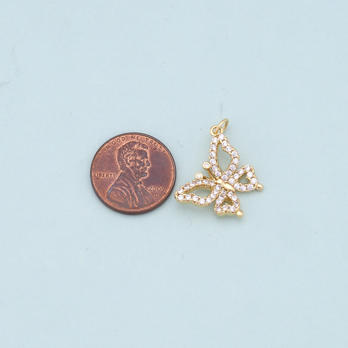 Gold Butterfly Charms,18K Gold Filled Butterfly Pendant,CZ Butterfly Charm Bracelet Necklace for DIY Jewelry Making Supply