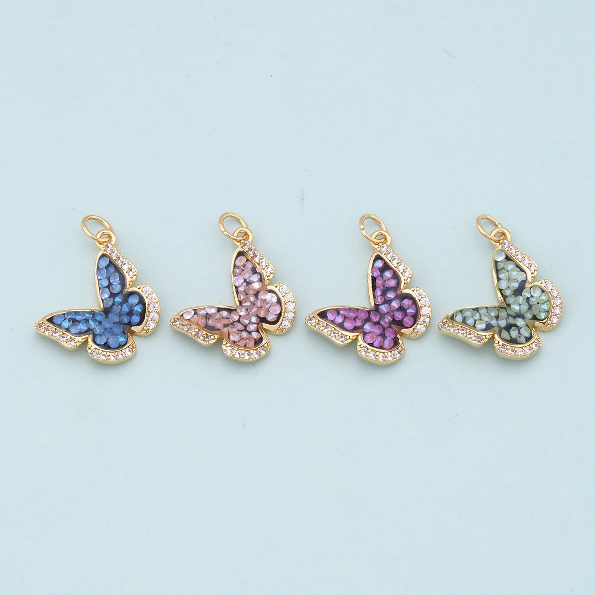 Gold Butterfly Charms,18K Gold Filled Butterfly Pendant,Butterfly Charm Bracelet Necklace for DIY Jewelry Making Supply