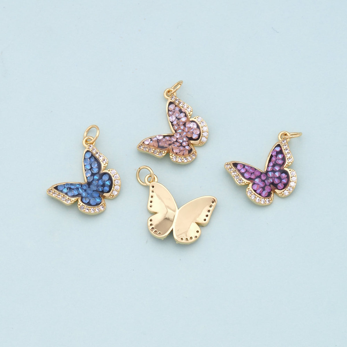 Gold Butterfly Charms,18K Gold Filled Butterfly Pendant,Butterfly Charm Bracelet Necklace for DIY Jewelry Making Supply
