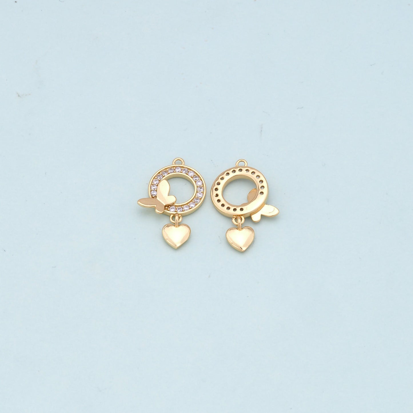Gold Butterfly Charms,18K Gold Filled Butterfly Pendant,Butterfly Heart Charm Bracelet Necklace for DIY Jewelry Making Supply