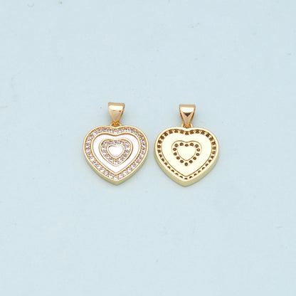 Gold Heart Charms,18K Gold Filled Heart Pendant,white shell Heart Charm Bracelet Necklace for DIY Jewelry Making Supply