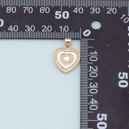 Gold Heart Charms,18K Gold Filled Heart Pendant,white shell Heart Charm Bracelet Necklace for DIY Jewelry Making Supply